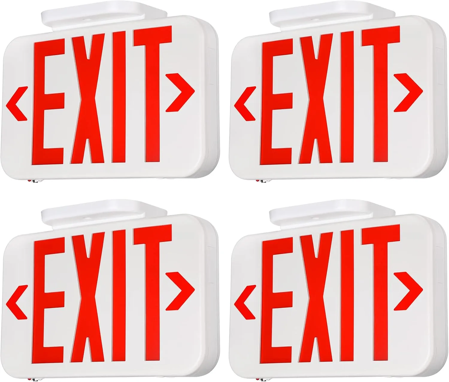 TORCHSTAR LED Exit Sign, Emergency Exit Light with Battery Backup, Double Face, UL 924, AC 120/277V, Damp Location, Hardwired Red Letter Exit Lights for Business Indoor, Pack of 4