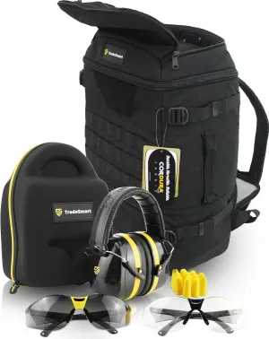 TradeSmart Range Backpack for Handguns, Ammo & Shooting Gear with 3 Lockable Compartments, Ear & Eye Protection Kit Optional