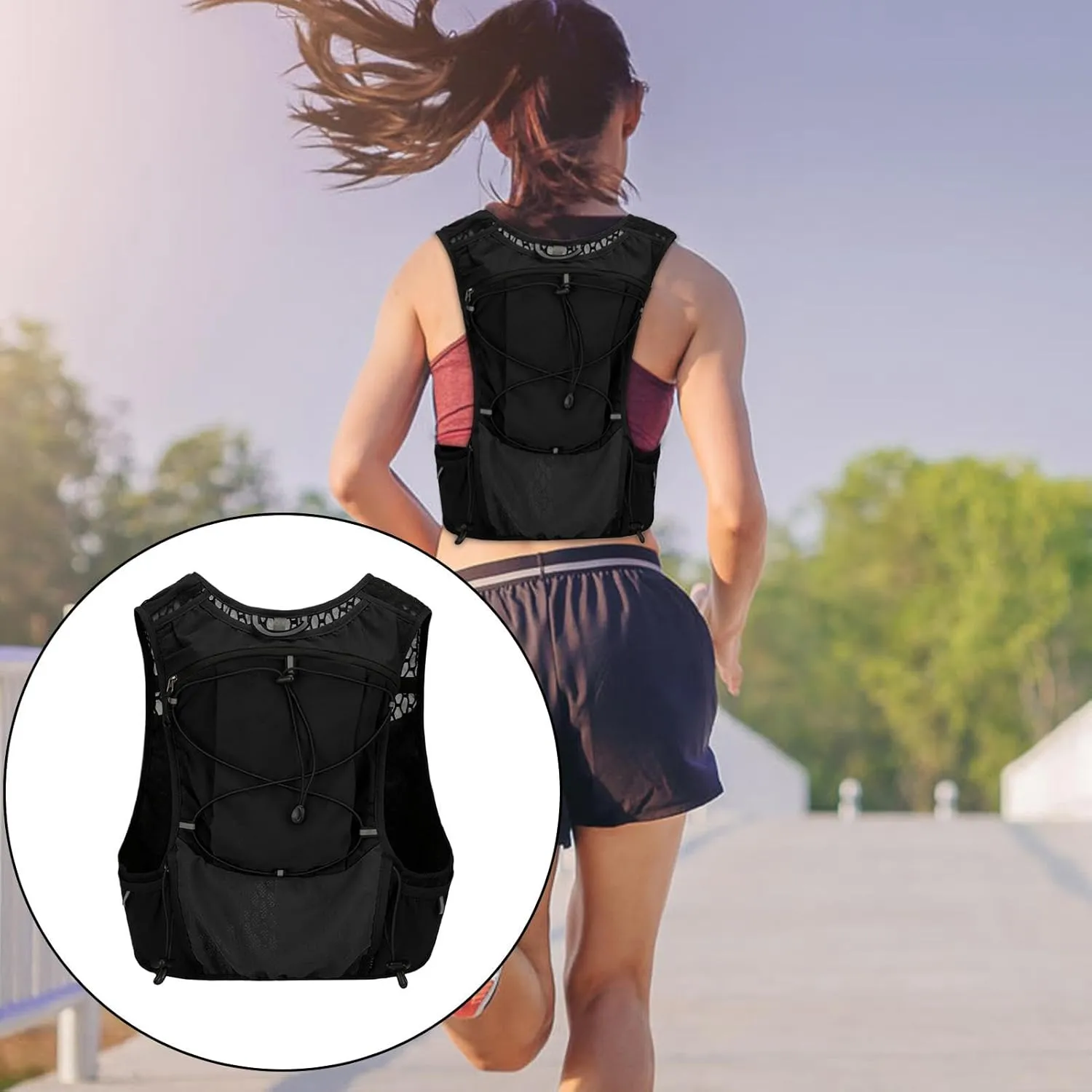 Trail Running Backpack,Water Bladder Bag Leakproof Hydration Bladder Daypack | Reflective Stripes Running Hydration Vest for Men Women Lightweight Insulated Pack