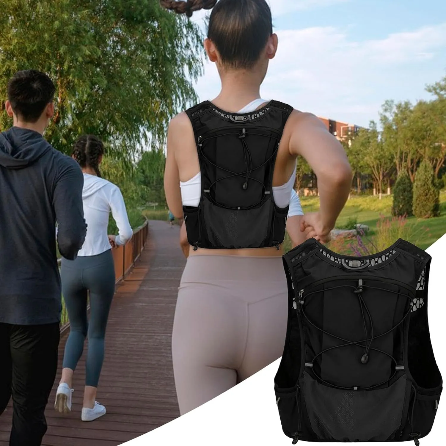 Trail Running Backpack,Water Bladder Bag Leakproof Hydration Bladder Daypack | Reflective Stripes Running Hydration Vest for Men Women Lightweight Insulated Pack