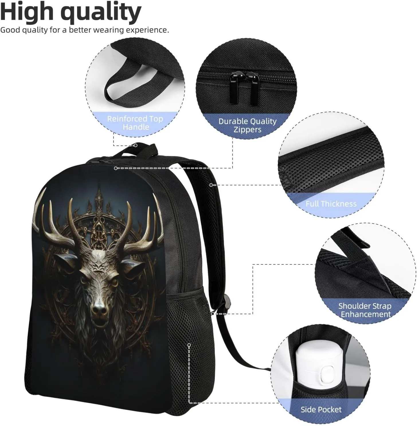 Travel Backpack for Women Men Carry On Backpack Waterproof 15.6inch Laptop Backpack Antlers