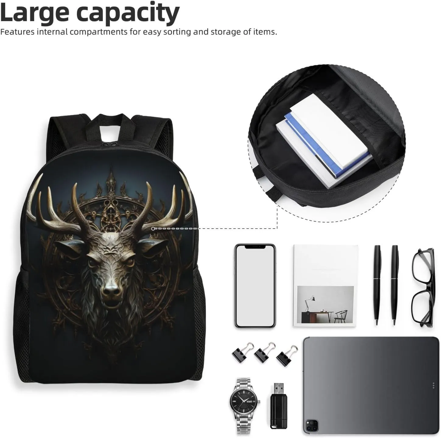 Travel Backpack for Women Men Carry On Backpack Waterproof 15.6inch Laptop Backpack Antlers