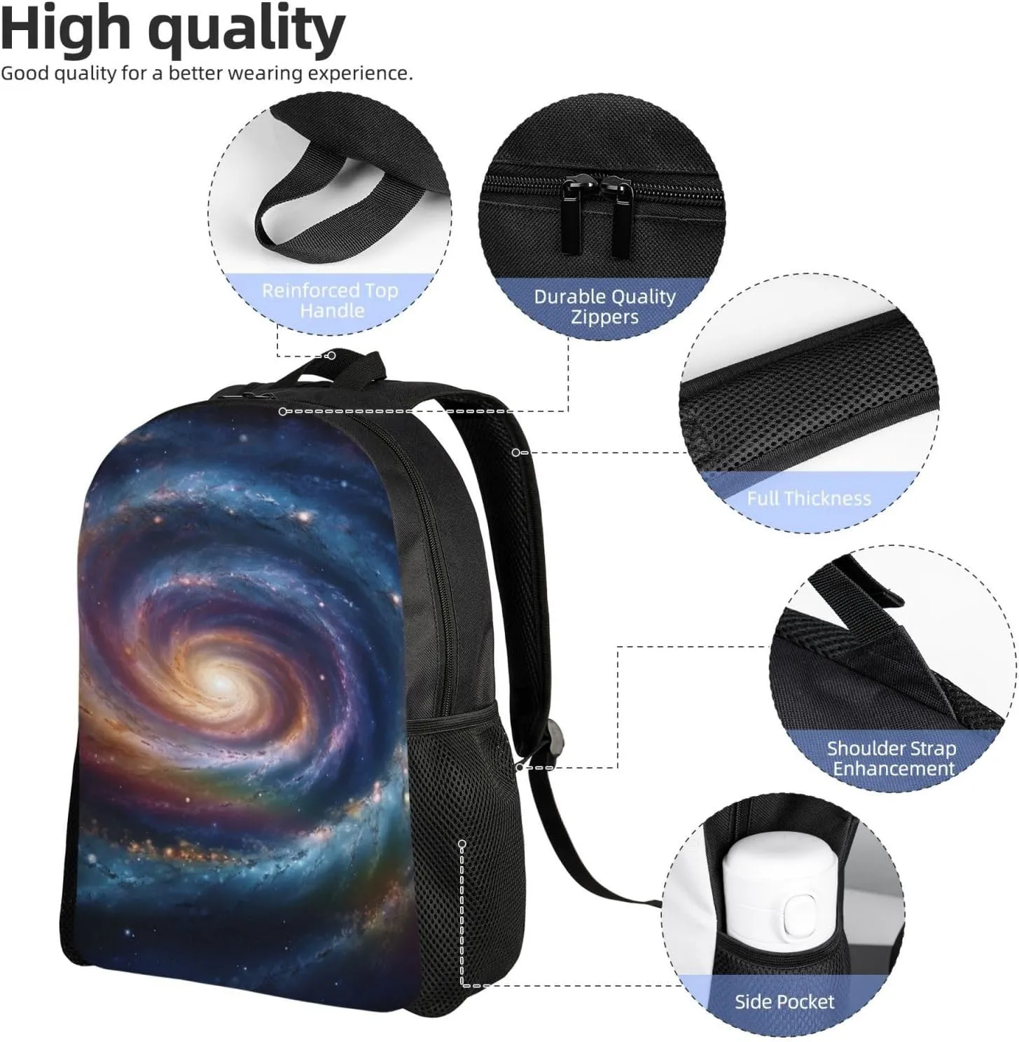 Travel Backpack Space Spiral Cosmic Energy Carry on Backpack Lightweight Business 16inches Laptop Backpack for Men Women