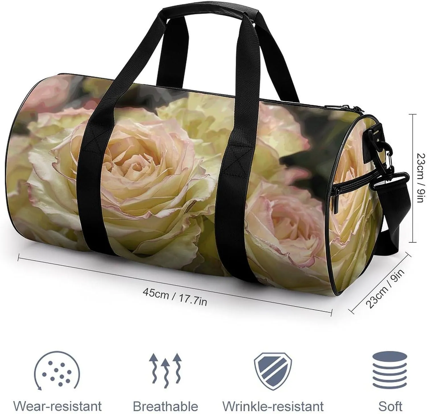 Travel Duffel Bag for Men And Women,Light Yellow Bouquet Waterproof Sports Fitness Bag Portable Travel Duffel Bag