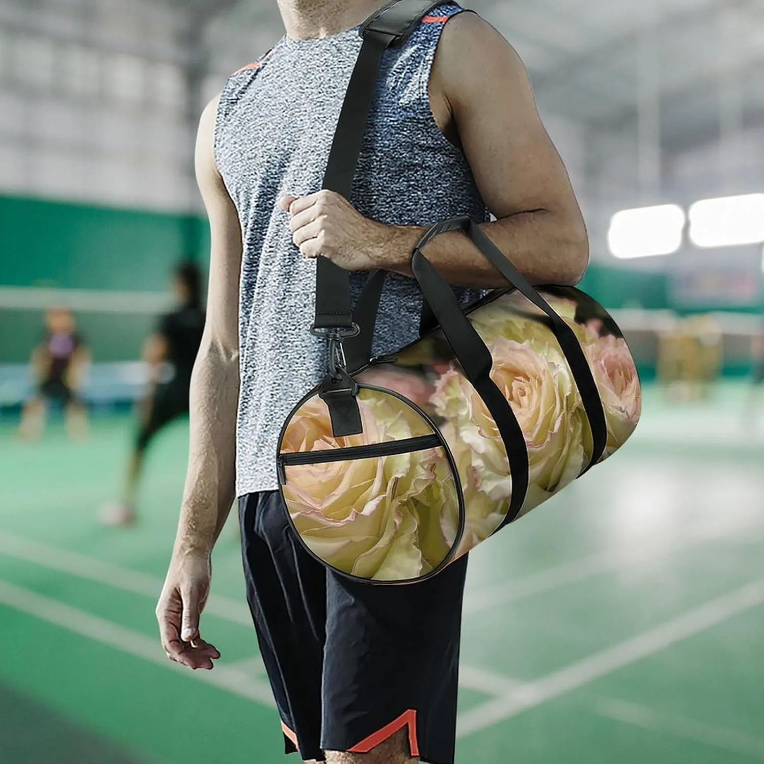 Travel Duffel Bag for Men And Women,Light Yellow Bouquet Waterproof Sports Fitness Bag Portable Travel Duffel Bag