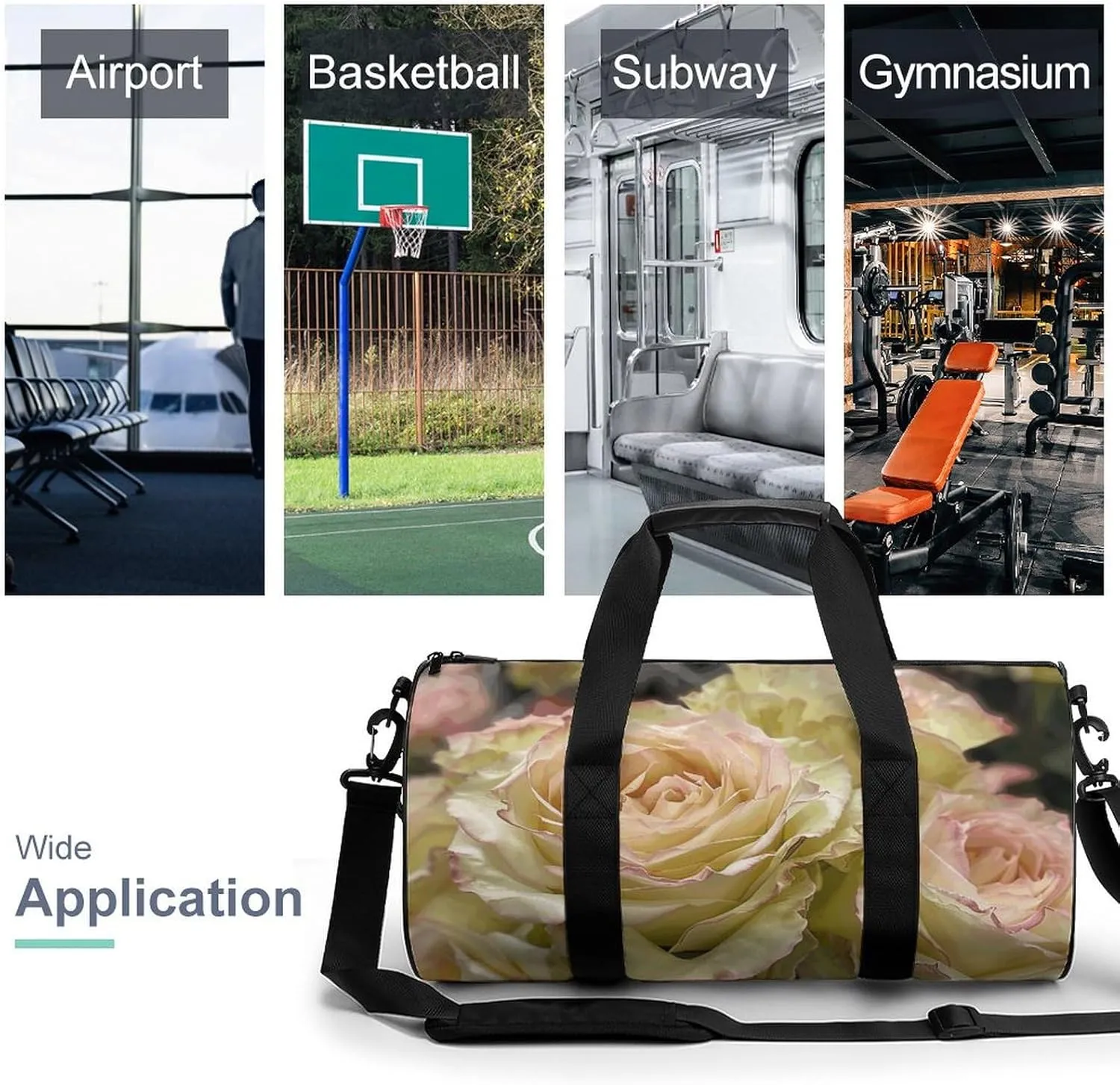 Travel Duffel Bag for Men And Women,Light Yellow Bouquet Waterproof Sports Fitness Bag Portable Travel Duffel Bag