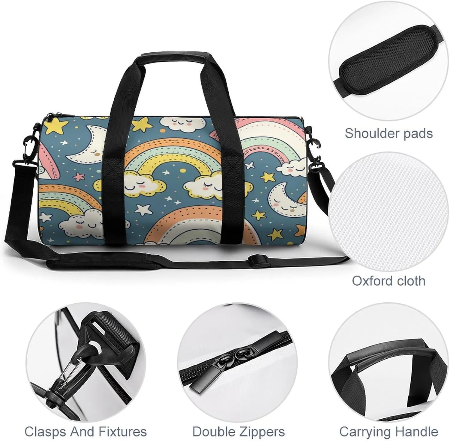 Travel Duffel Bag for Men And Women,Moon Collage Pattern Waterproof Sports Fitness Bag Portable Travel Duffel Bag