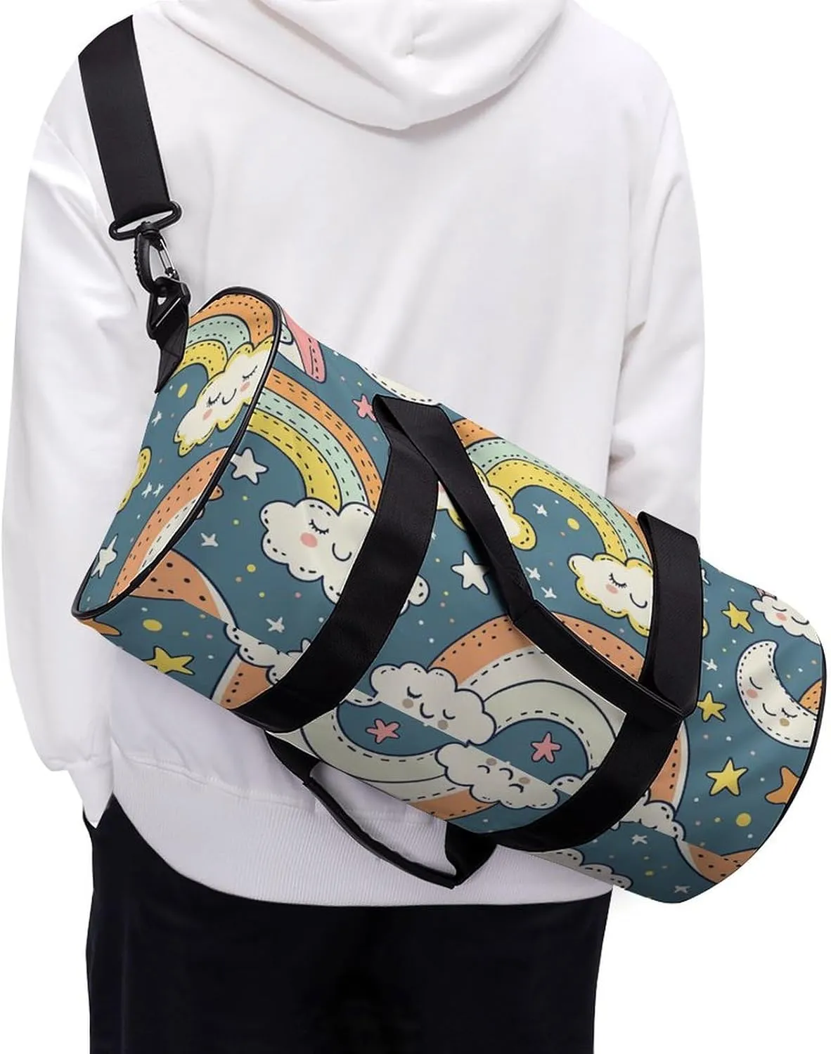 Travel Duffel Bag for Men And Women,Moon Collage Pattern Waterproof Sports Fitness Bag Portable Travel Duffel Bag