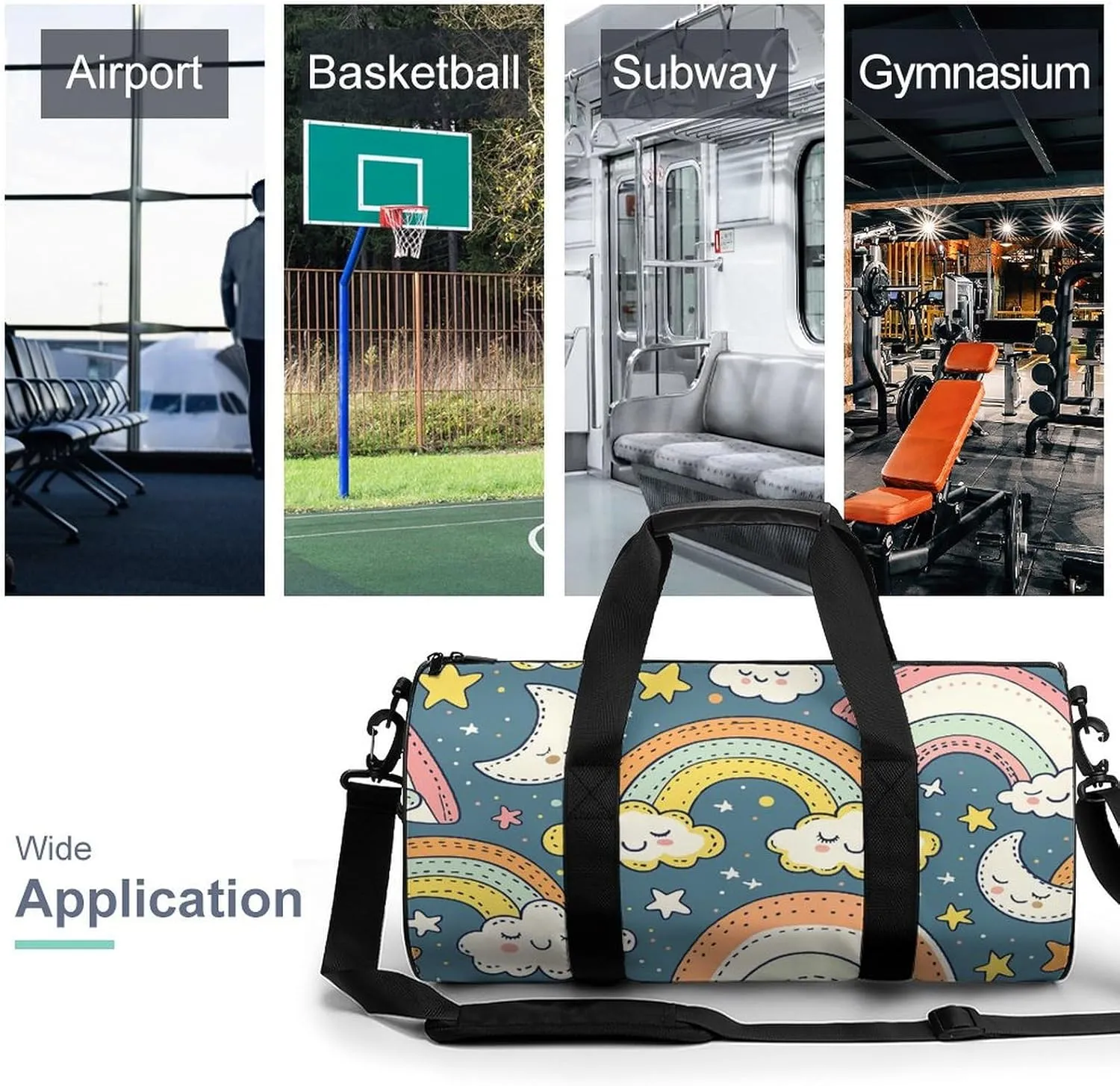 Travel Duffel Bag for Men And Women,Moon Collage Pattern Waterproof Sports Fitness Bag Portable Travel Duffel Bag