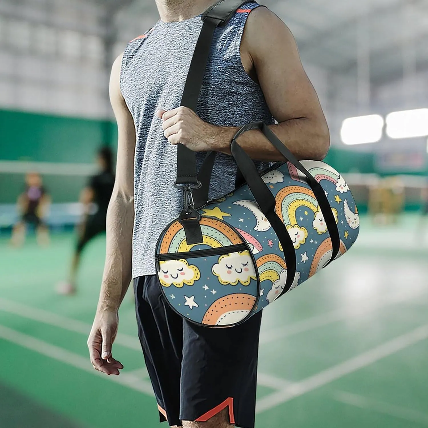 Travel Duffel Bag for Men And Women,Moon Collage Pattern Waterproof Sports Fitness Bag Portable Travel Duffel Bag