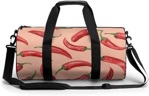 Travel Duffel Bag for Men And Women,Red Chili Pepper Pattern Waterproof Sports Fitness Bag Portable Travel Duffel Bag