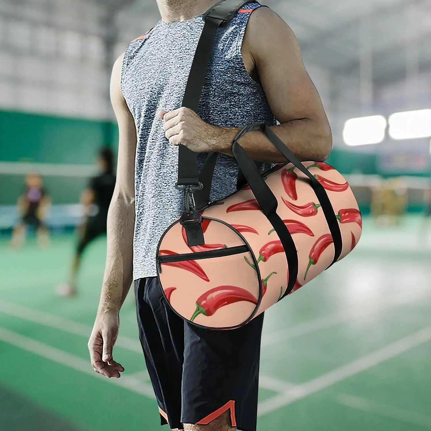 Travel Duffel Bag for Men And Women,Red Chili Pepper Pattern Waterproof Sports Fitness Bag Portable Travel Duffel Bag