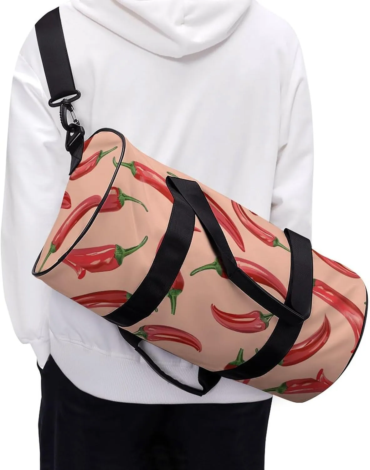 Travel Duffel Bag for Men And Women,Red Chili Pepper Pattern Waterproof Sports Fitness Bag Portable Travel Duffel Bag
