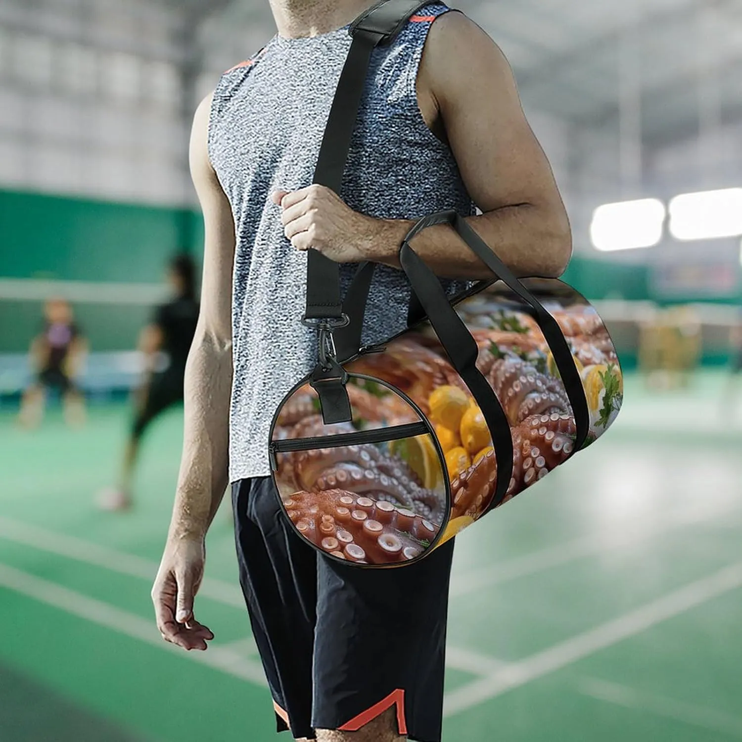 Travel Duffel Bag for Men And Women,Seafood Food Photos Waterproof Sports Fitness Bag Portable Travel Duffel Bag