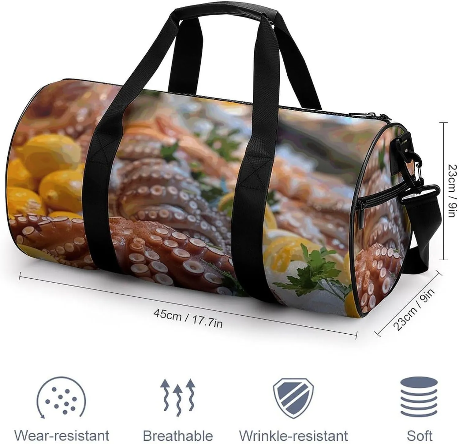 Travel Duffel Bag for Men And Women,Seafood Food Photos Waterproof Sports Fitness Bag Portable Travel Duffel Bag