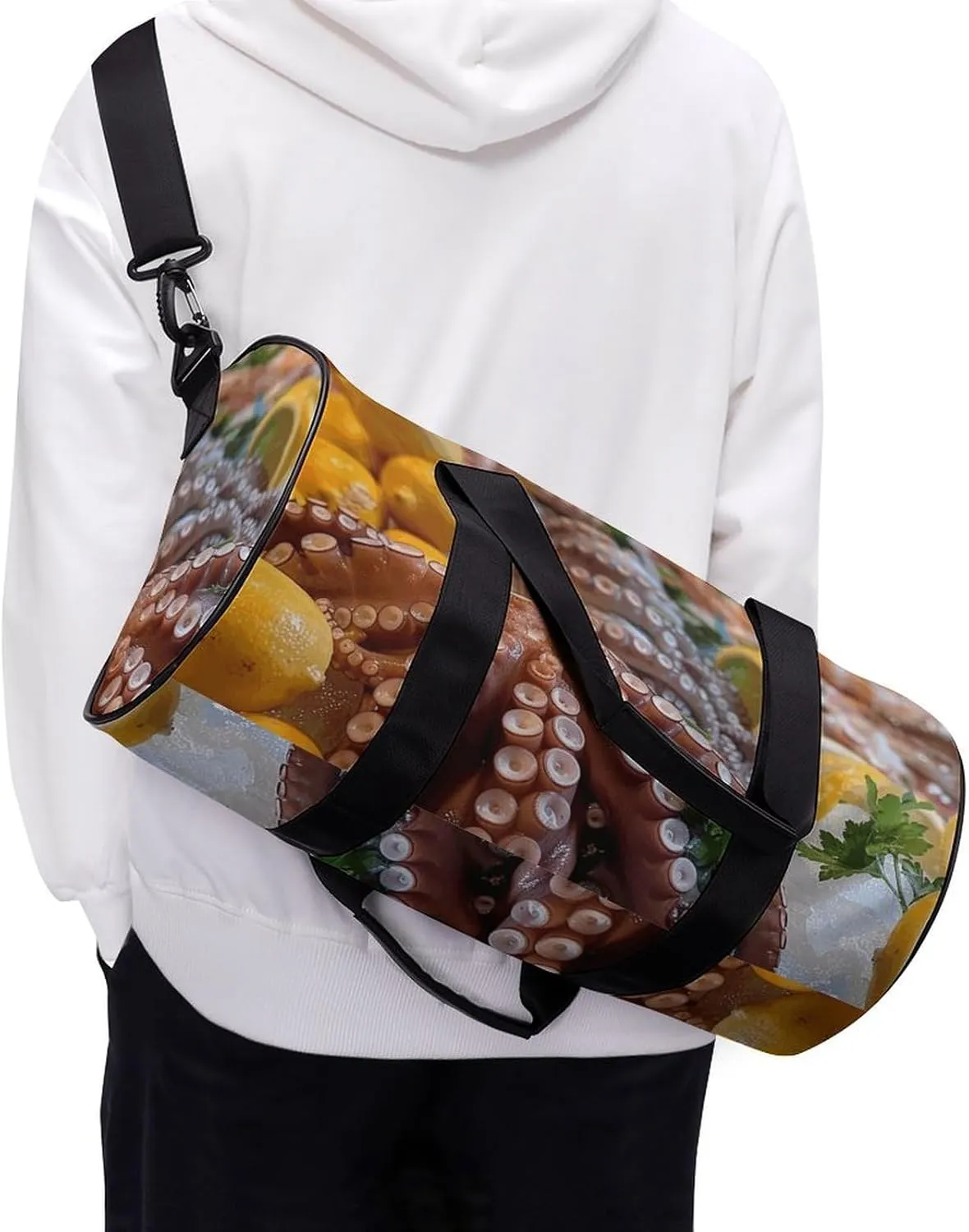 Travel Duffel Bag for Men And Women,Seafood Food Photos Waterproof Sports Fitness Bag Portable Travel Duffel Bag