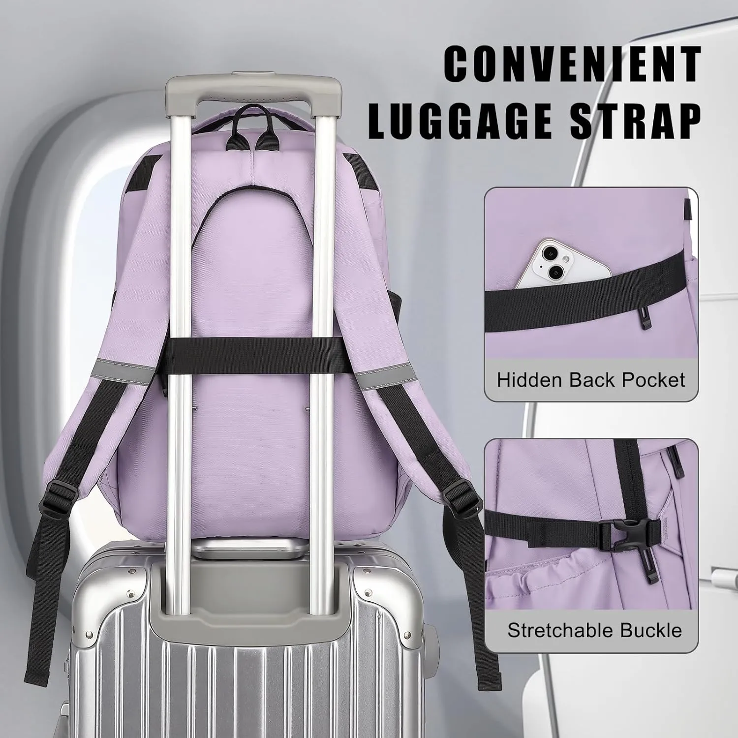 Travel Laptop Backpack for Women Men, 15.6 Inch Work Business College Backpacks School Bookbag Casual Daypack (Purple)
