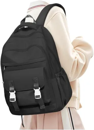Travel Laptop Backpack for Women,Carry on Bags for Airplanes Men Teacher Work Cute Aesthetic Backpack,Large Casual Daypack Personal item Bag,Black