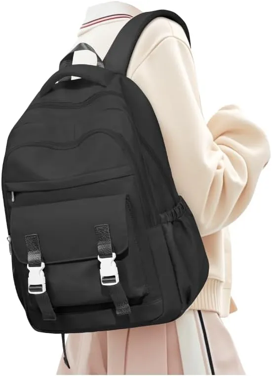 Travel Laptop Backpack for Women,Carry on Bags for Airplanes Men Teacher Work Cute Aesthetic Backpack,Large Casual Daypack Personal item Bag,Black