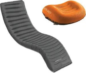 TREKOLOGY ALUFT2.0(Orange) & UL Sleeping Pad-Compressible, Compact, Comfortable, Ergonomic Inflating Pillow, Inflatable Camping Mat for Travel, Camping, Hiking. Compact Lightweight Sleeping System.