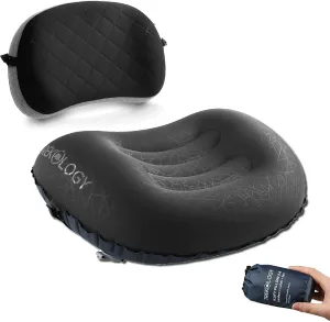 TREKOLOGY ALUFT2(Black) Inflatable Pillow for Camping, Deluxe Camping Pillow for Backpacking, Backpacking Pillows Ultralight, Inflatable Travel Pillow, Blow Up Pillows, Attachment Strap for Camp Mat