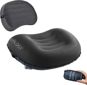TREKOLOGY Ultralight Inflatable Camping Pillow Set - ALUFT 2.0 (Black) & ALUFT Plus Series - Perfect for Camping, Hike, Backpack Tirp - Includes 2 Travel Pillows, Strap, and Carry Bag