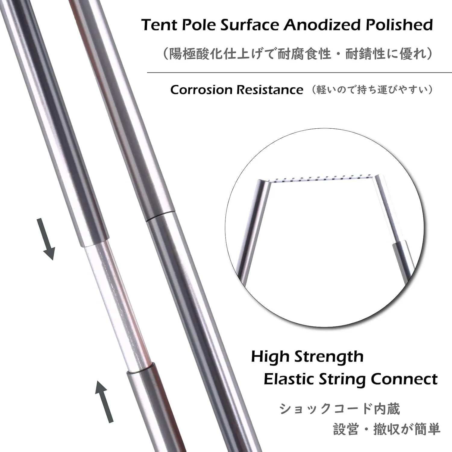 TRIWONDER Tent Pole 2 PCS - Aluminium Rod Tent Pole Replacement Accessories Tent Bar Tent Building Supporting Rod Awning Frames Kit for Hiking Camping