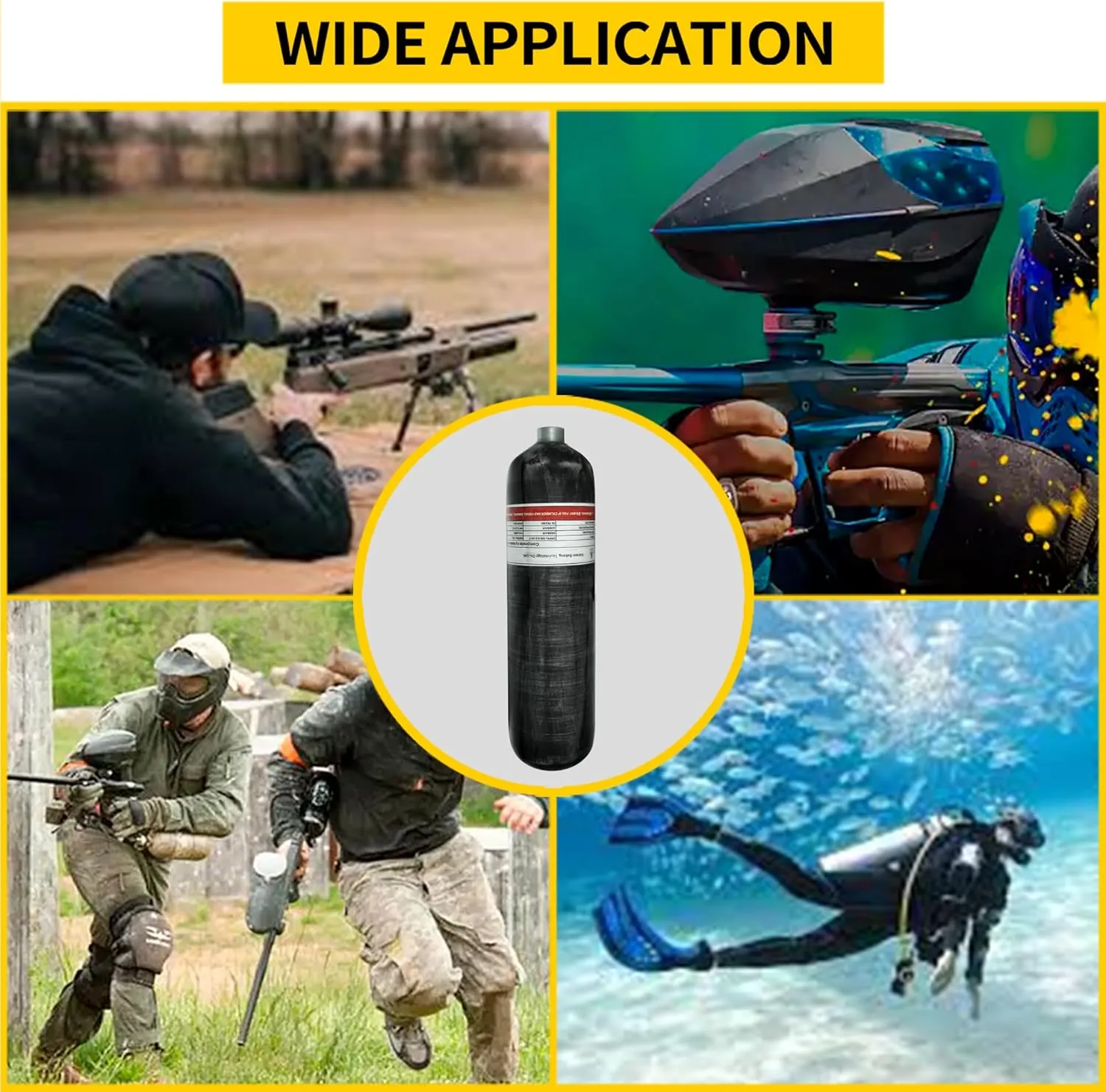 TUXING 3L 4500psi Carbon Fiber Air Tank（Empty Bottle & Paintball Fill Station with Valve Regulator Gauge for PCP Game