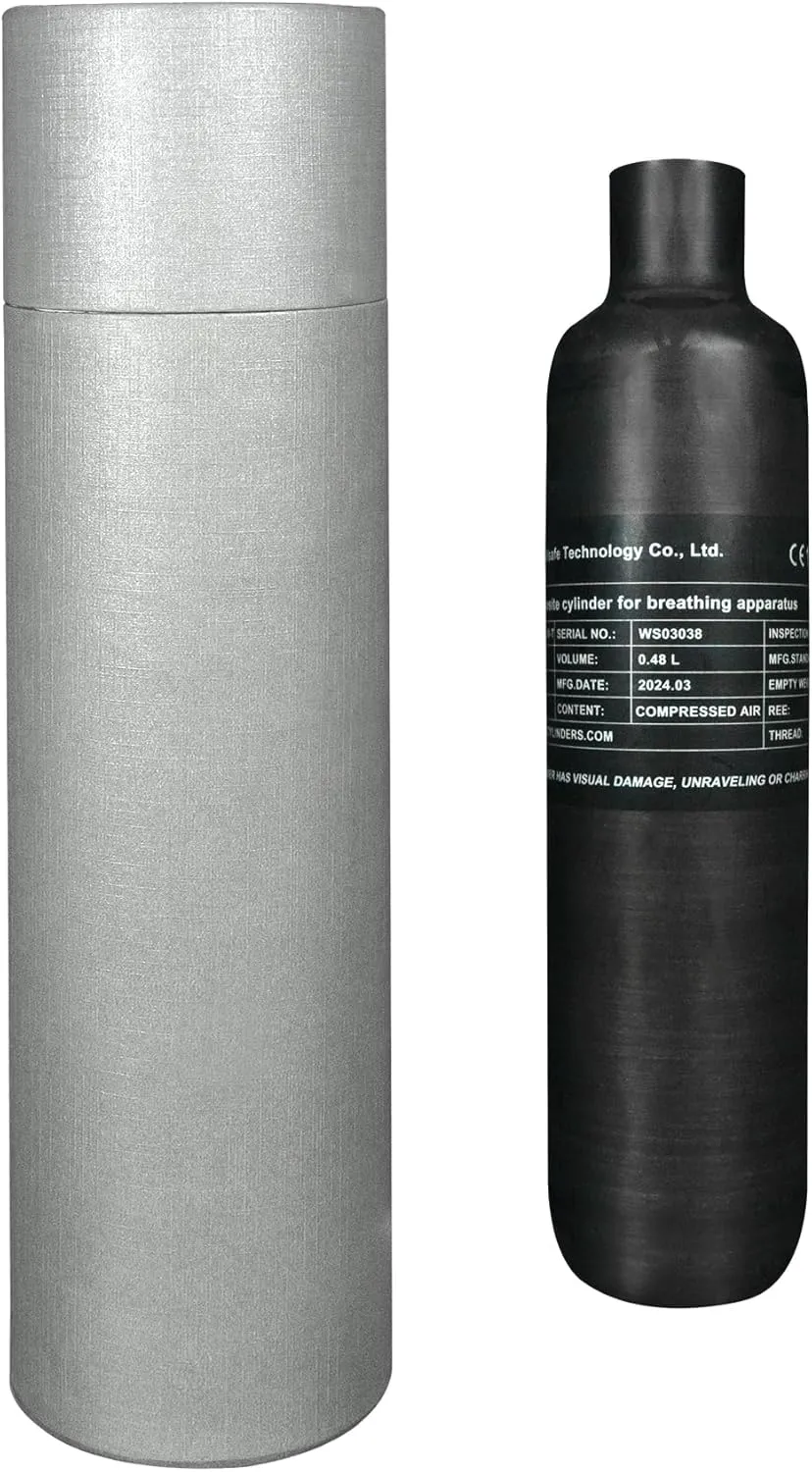 TUXING 4500Psi Pcp Air Tank 0.48L 29Cu in 480cc Carbon Fiber HPA Tank,Gas Cylinder,Paintball Hunting for PCP Air Rifle Gun Daystate and FX Thread M18 * 1.5