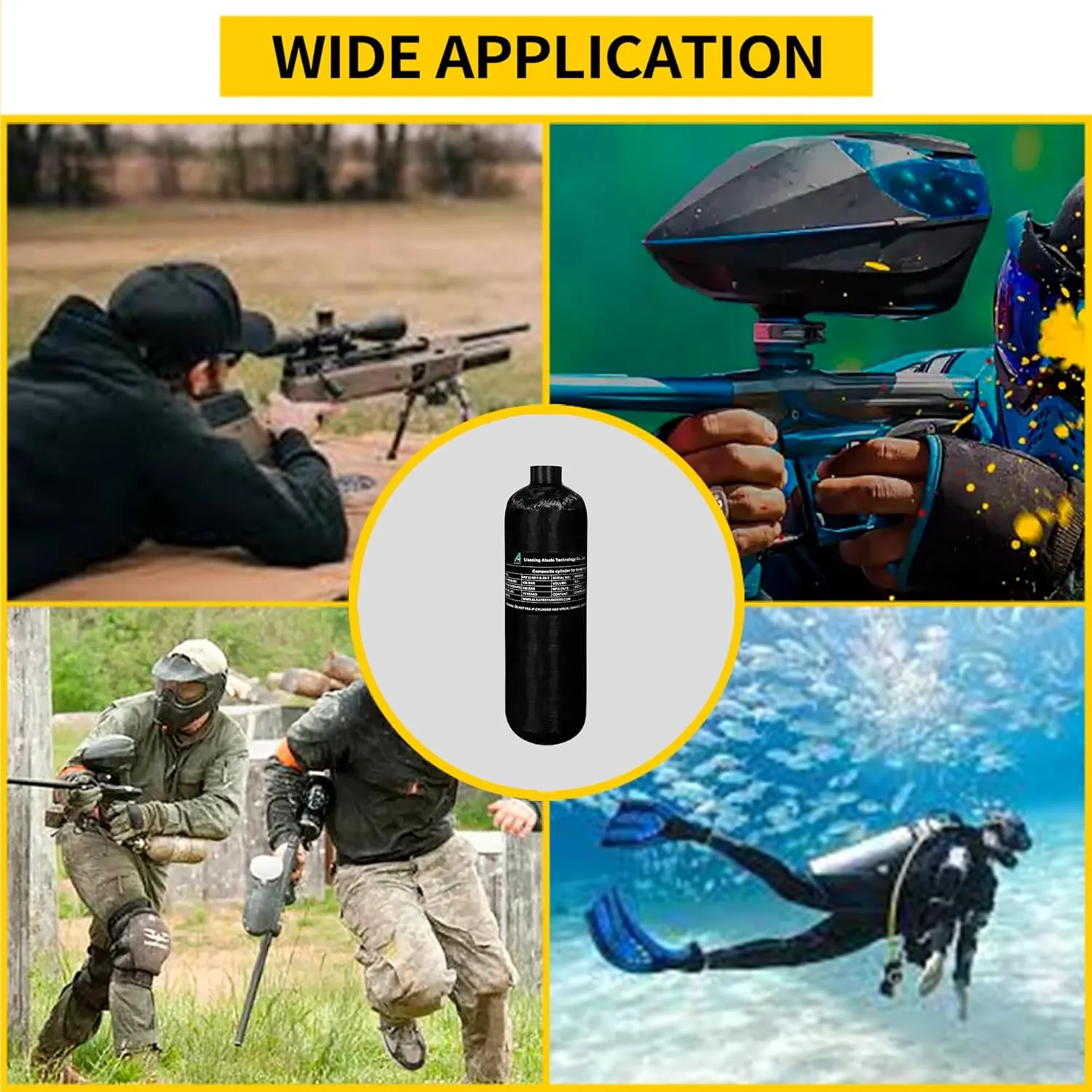 TUXING 4500Psi Pcp Air Tank 1.6L 98Cu in Carbon Fiber HPA Tank,Gas Cylinder,Paintball Hunting for PCP Air Rifle Gun Daystate and FX Thread M18 * 1.5