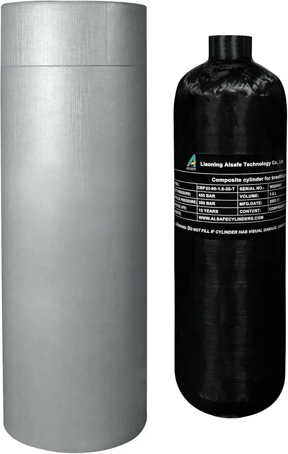 TUXING 4500Psi Pcp Air Tank 1.6L 98Cu in Carbon Fiber HPA Tank,Gas Cylinder,Paintball Hunting for PCP Air Rifle Gun Daystate and FX Thread M18 * 1.5