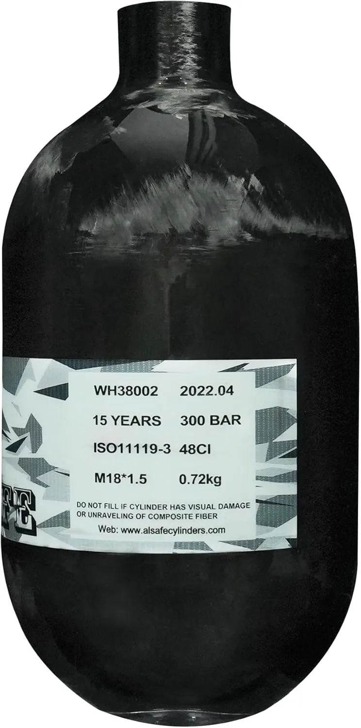 TUXING PCP Carbon Fiber HPA Tank - 48Ci/0.8L 4500Psi LITE, Gas Cylinder, Paintball Hunting for PCP Air Rifle Gun Daystate and FX Thread M18 * 1.5