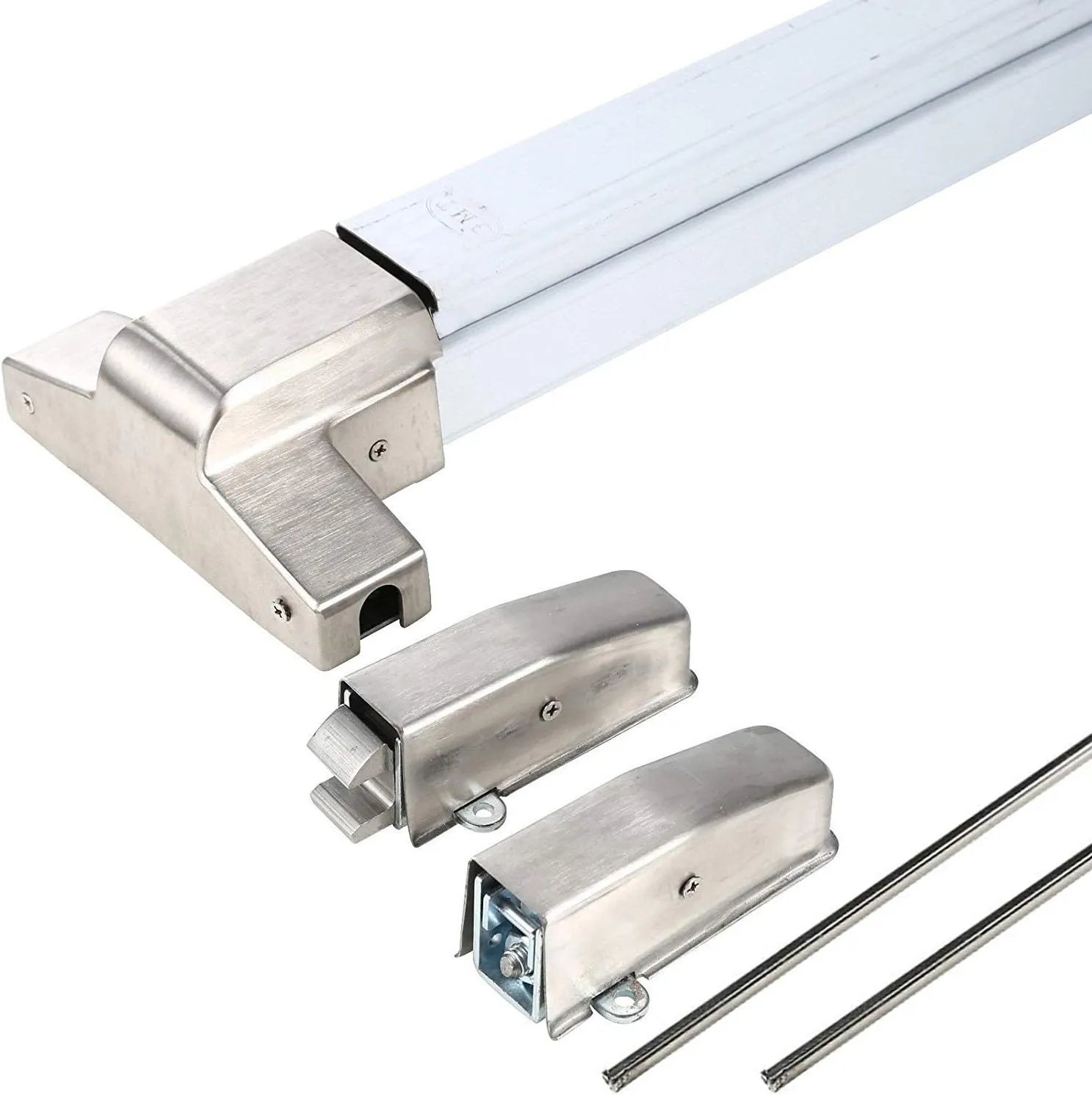 UHPPOTE Fireproof Surface Vertical Rod Commercial Emergency Panic Exit Device Door Push Bar Rail Stainless Steel