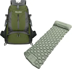 Ultimate Camping Bundle – 40L Hiking Backpack with Shoe Compartment & Compact Inflatable Sleeping Pad – Waterproof, Lightweight for Backpacking, Hiking & Travel