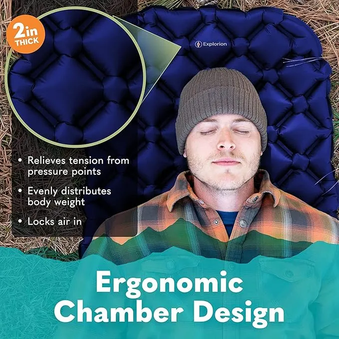 Ultralight Camping Sleeping Pad – Easy to Inflate Air Sleeping Pads for Backpacking, Traveling and Hiking, Designed for Better Stability & Support