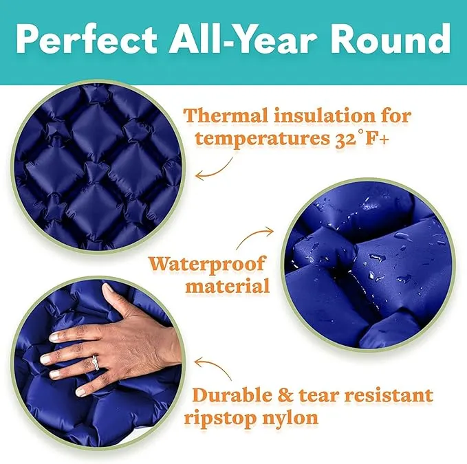 Ultralight Camping Sleeping Pad – Easy to Inflate Air Sleeping Pads for Backpacking, Traveling and Hiking, Designed for Better Stability & Support