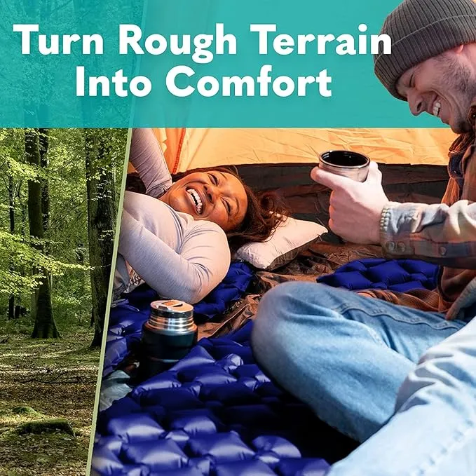 Ultralight Camping Sleeping Pad – Easy to Inflate Air Sleeping Pads for Backpacking, Traveling and Hiking, Designed for Better Stability & Support