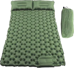 Ultralight Double Sleeping Pad, Inflatable Camping Mattress, Portable Self Inflating Sleeping Mat with Pillow, Waterproof Camping Couch for Hiking, Traveling and Backpacking (Color : Green)