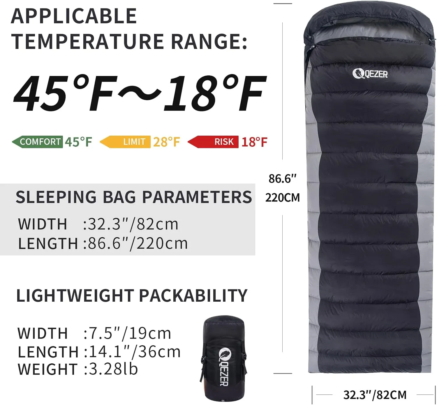 Ultralight Down Sleeping Bag for Adults - 600 Fill Power, Cold Weather, Backpacking, Camping, Hiking