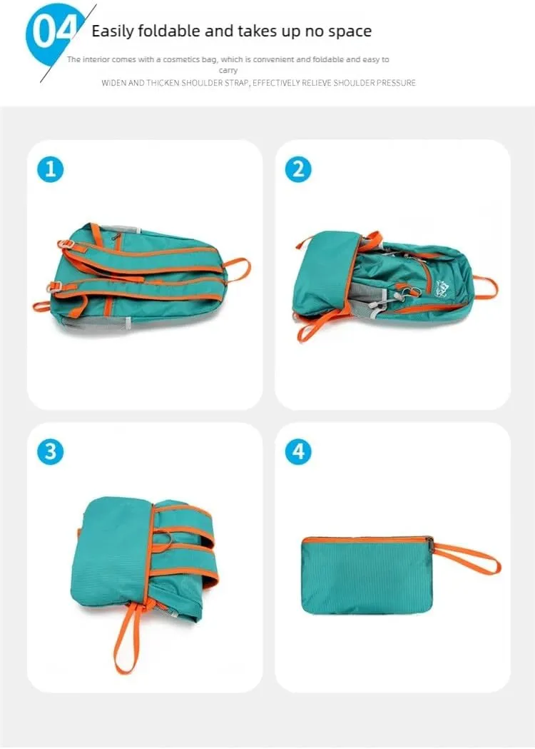 Ultralight foldable hiking backpack, waterproof travel backpack, multi-pocket design for outdoor camping hiking (green)