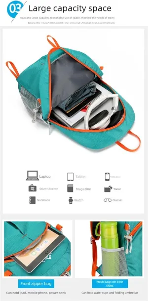 Ultralight foldable hiking backpack, waterproof travel backpack, multi-pocket design for outdoor camping hiking (green)