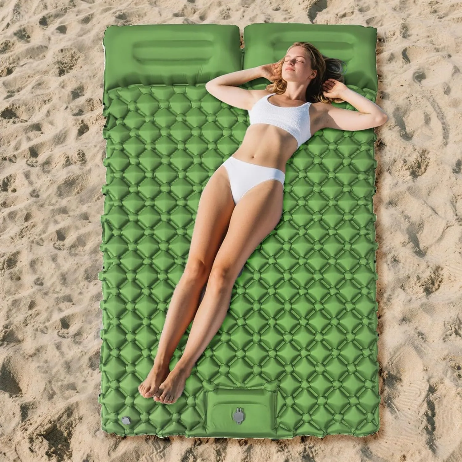 Ultralight Inflatable Sleeping Pad, Air Mattress with Air Ports for Easy Inflation and Compact Storage, Compact Design Durable Air Mattress for Camping, Backpacking, Hiking (B,75X47IN)