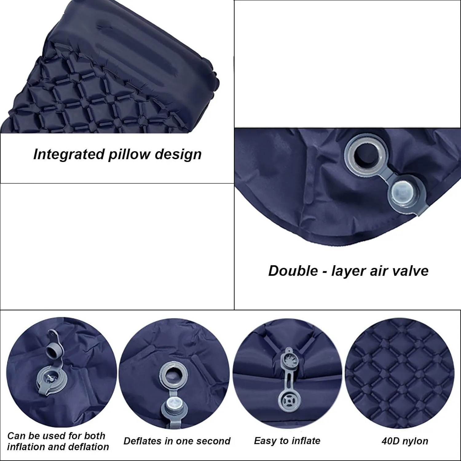 Ultralight Inflatable Sleeping Pad, Air Mattress with Air Ports for Easy Inflation and Compact Storage, Compact Design Durable Air Mattress for Camping, Backpacking, Hiking (Rose,75X24IN)