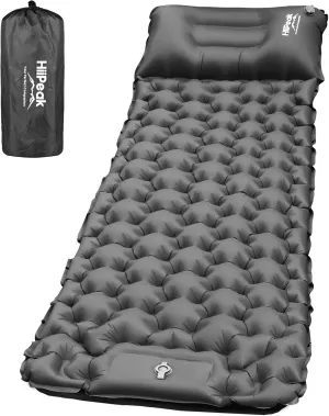 Ultralight Inflatable Sleeping Pad: Compact with Built-in Foot Pump & Pillow - Perfect for Camping, Backpacking, and Hiking
