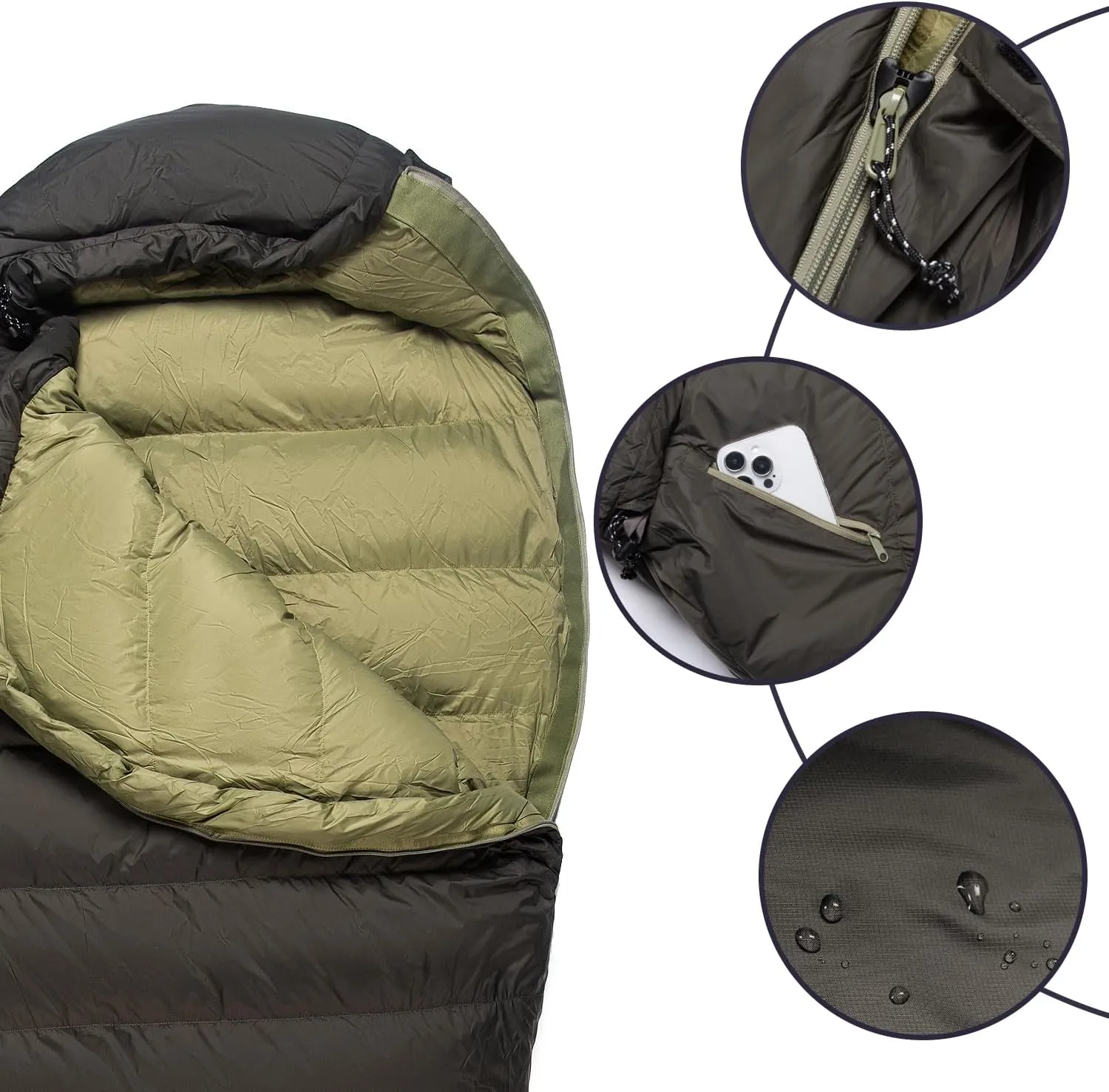 Ultralight Mummy Down Sleeping Bag 650 Fill Power Duck Down Suits for 32 Degree F for Camping Hiking Backpacking