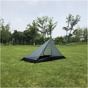 Ultralight Single Person Outdoor Tent Dual Layer Camping Beach Tent 4 Season Rodless Mesh Tent Awnings for Travel(Type1)