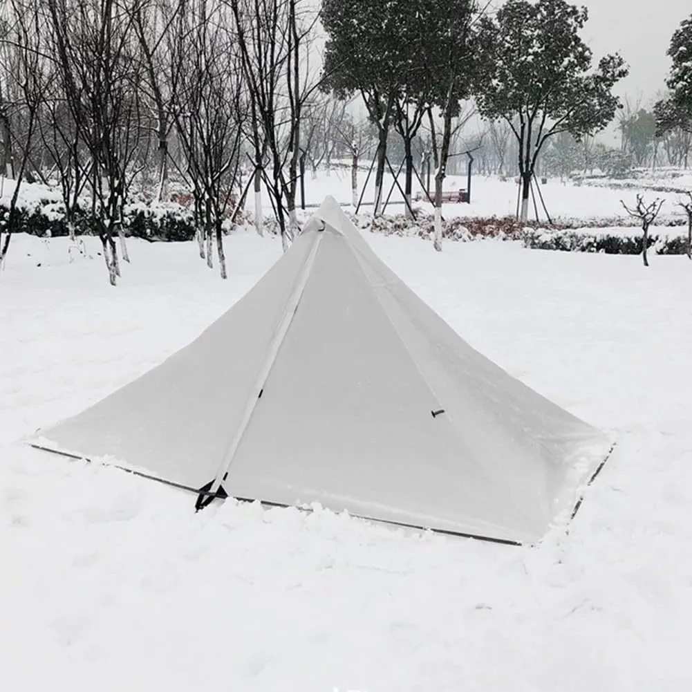 Ultralight Trekking Pole Backpacking Tent, Waterproof Pyramid Single Camping Tent, Windproof 1 Person Shelter With Support Poles For Backpacking Hiking Trekking(gray)