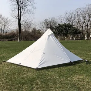 Ultralight Trekking Pole Backpacking Tent, Waterproof Pyramid Single Camping Tent, Windproof 1 Person Shelter With Support Poles For Backpacking Hiking Trekking(gray)