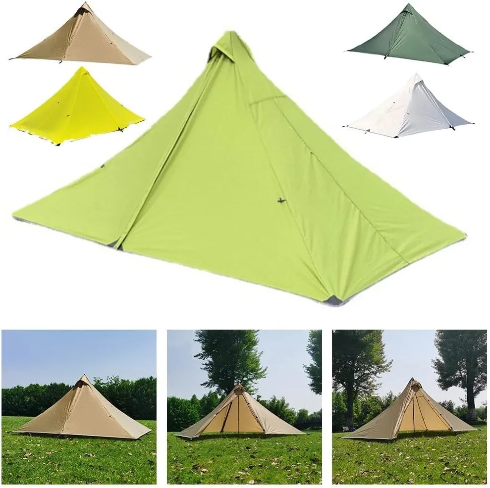 Ultralight Trekking Pole Backpacking Tent, Waterproof Pyramid Single Camping Tent, Windproof 1 Person Shelter With Support Poles For Backpacking Hiking Trekking(gray)