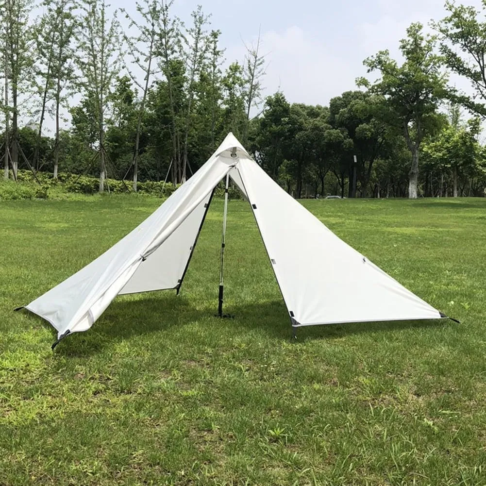 Ultralight Trekking Pole Backpacking Tent, Waterproof Pyramid Single Camping Tent, Windproof 1 Person Shelter With Support Poles For Backpacking Hiking Trekking(gray)